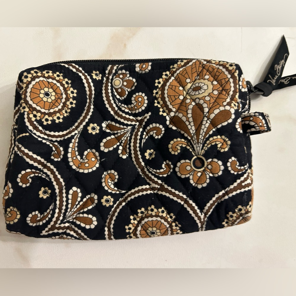 Vera Bradley Black and Tan Paisley Cosmetic Bag